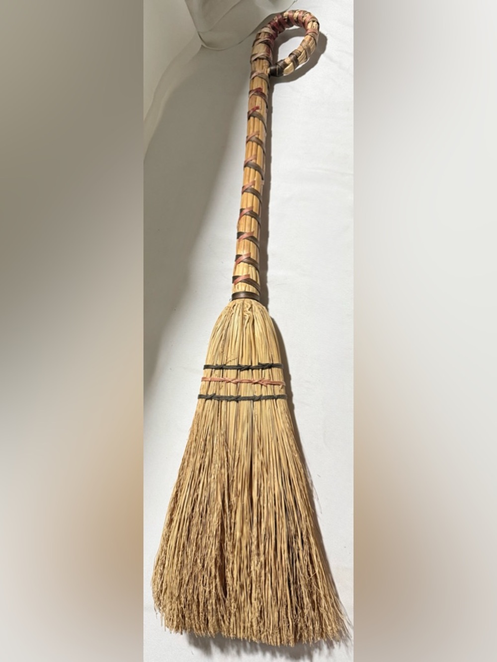 Handmade Straw Broom with Brown Accent